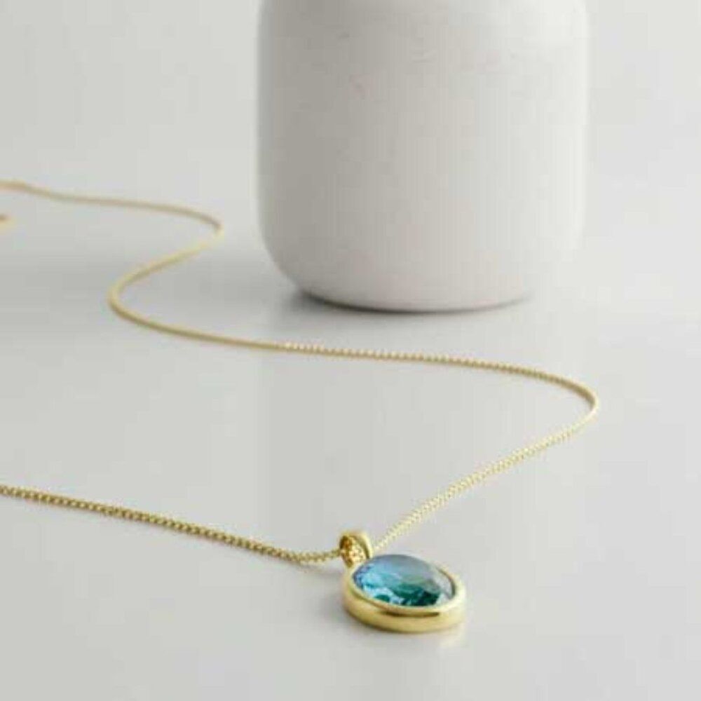 Blue Green Oval Crystal Necklace - Picture 6 of 10